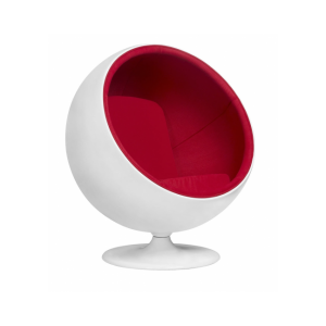 Fotel BALL biało-czerwony - włókno szklane, wełna