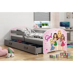 Łóżko LUKI pojedyncze z szufladą  160x80 grafit