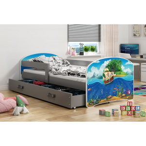 Łóżko LUKI pojedyncze z szufladą  160x80 grafit