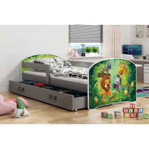 Łóżko LUKI pojedyncze z szufladą  160x80 grafit