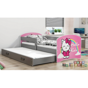 Łóżko LUKI dwuosobowe wysuwane 160x80 grafit