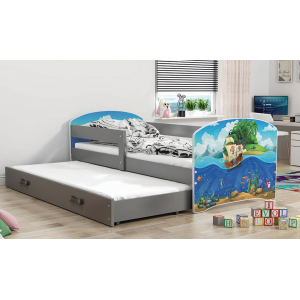 Łóżko LUKI dwuosobowe wysuwane 160x80 grafit