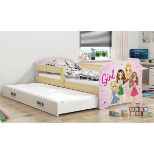 Łóżko LUKI dwuosobowe wysuwane 160x80 sosna