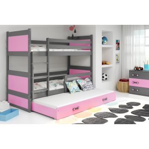 Rico Łóżko piętrowe 3-osobowe 190x80 rama grafitowa