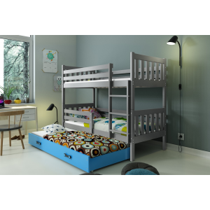 Łóżko Piętrowe Trzyosobowe CARINO 190x80 Grafit