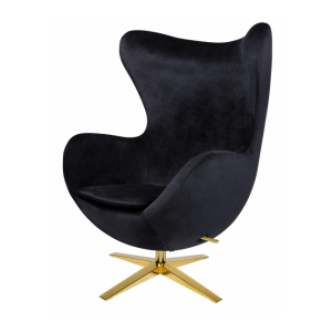 Fotel EGG SZEROKI VELVET GOLD - welur, podstawa złota