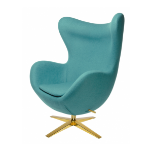 Fotel EGG SZEROKI GOLD - wełna, podstawa złota