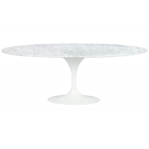 Stół TULIP ELLIPSE MARBLE biały - blat owalny marmurowy