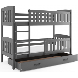 Łożko Piętrowe Dwuosobowe KUBUŚ 190x80 Z Szufladą Grafit