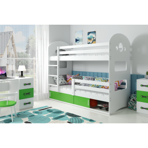 Łóżko piętrowe Dominik 160x80 białe dwuosobowe z szufladą