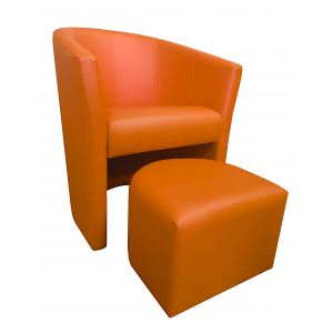 Fotel Club z podnóżkiem eko-skóra