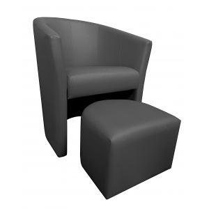 Fotel Club z podnóżkiem eko-skóra